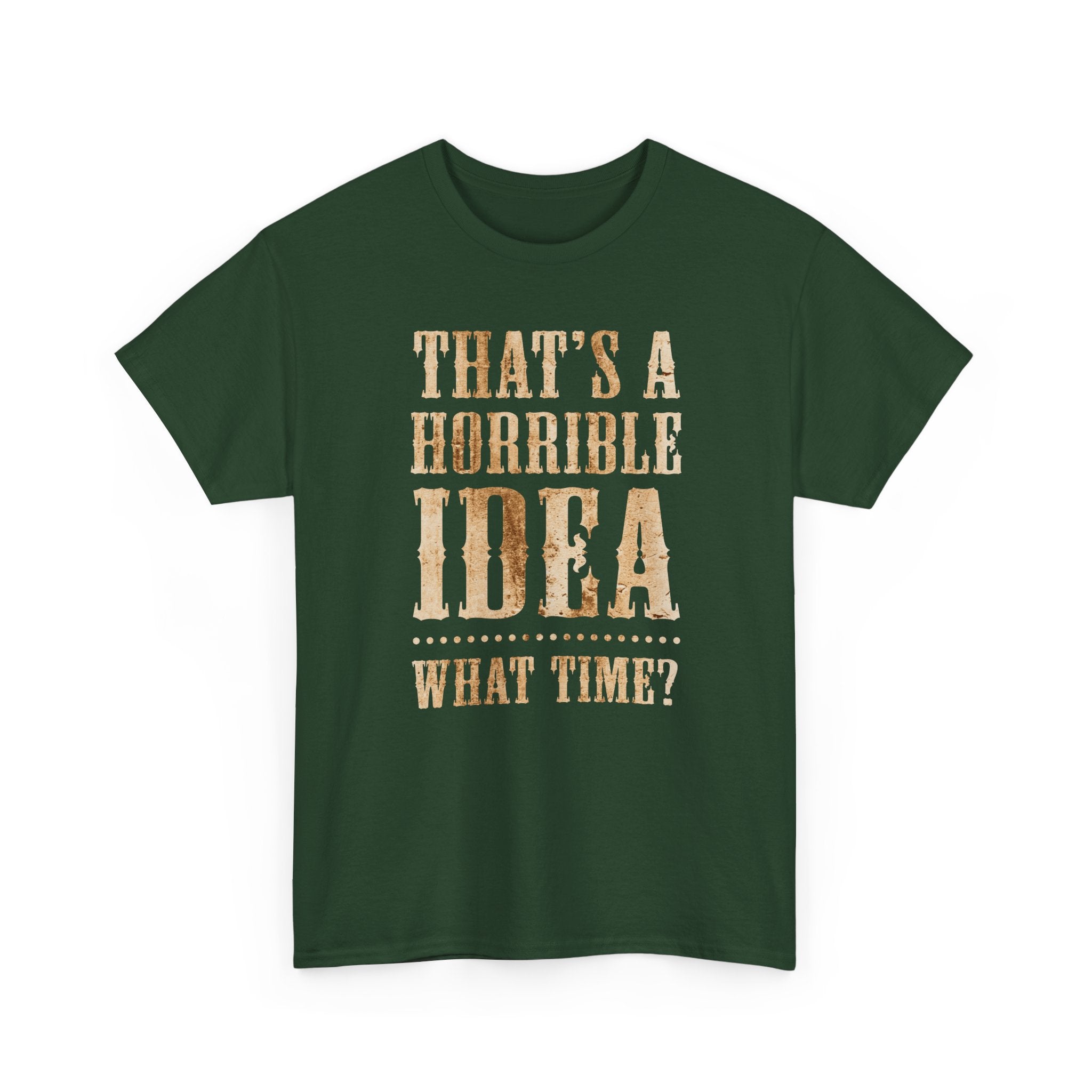 Funny Graphic Tee — "That's a Horrible Idea, What Time?"