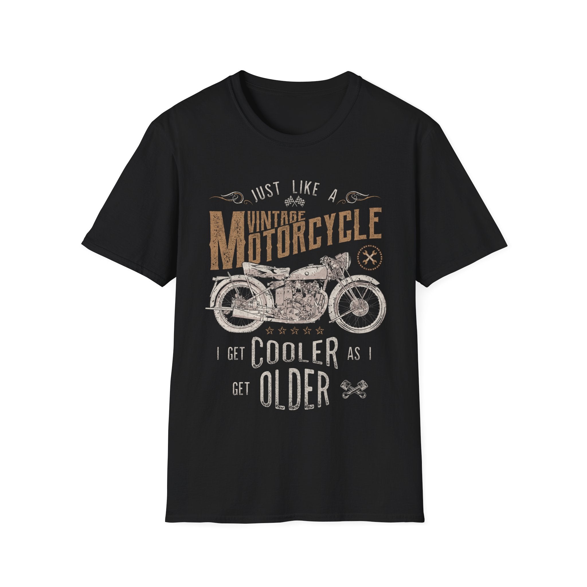 Vintage Motorcycle T-Shirt – "Just Like a Vintage Motorcycle I Get Cooler as I Get Older"