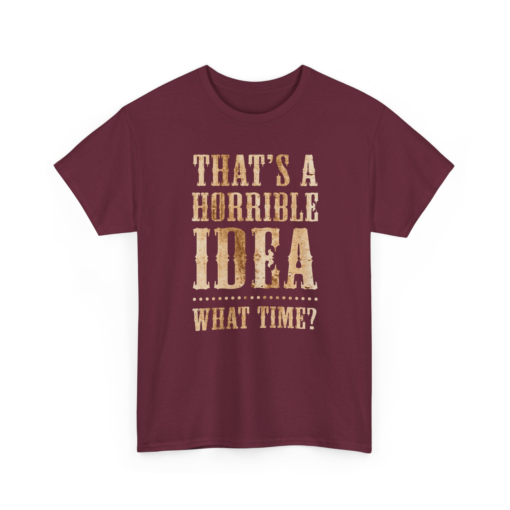 Funny Graphic Tee — "That's a Horrible Idea, What Time?"