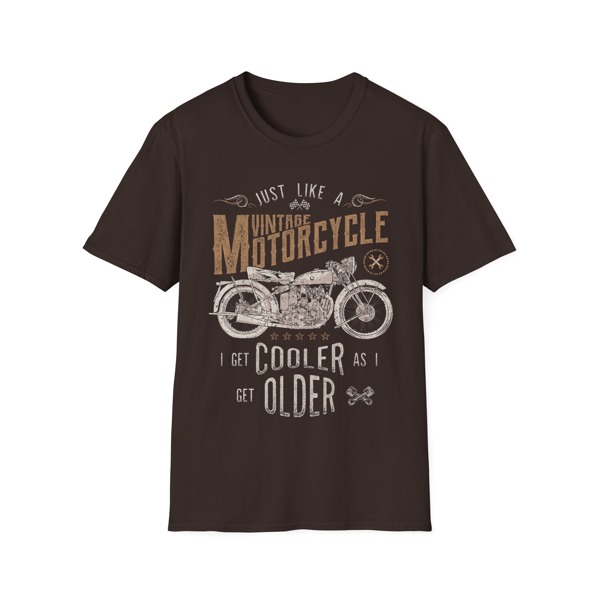 Vintage Motorcycle T-Shirt – "Just Like a Vintage Motorcycle I Get Cooler as I Get Older"
