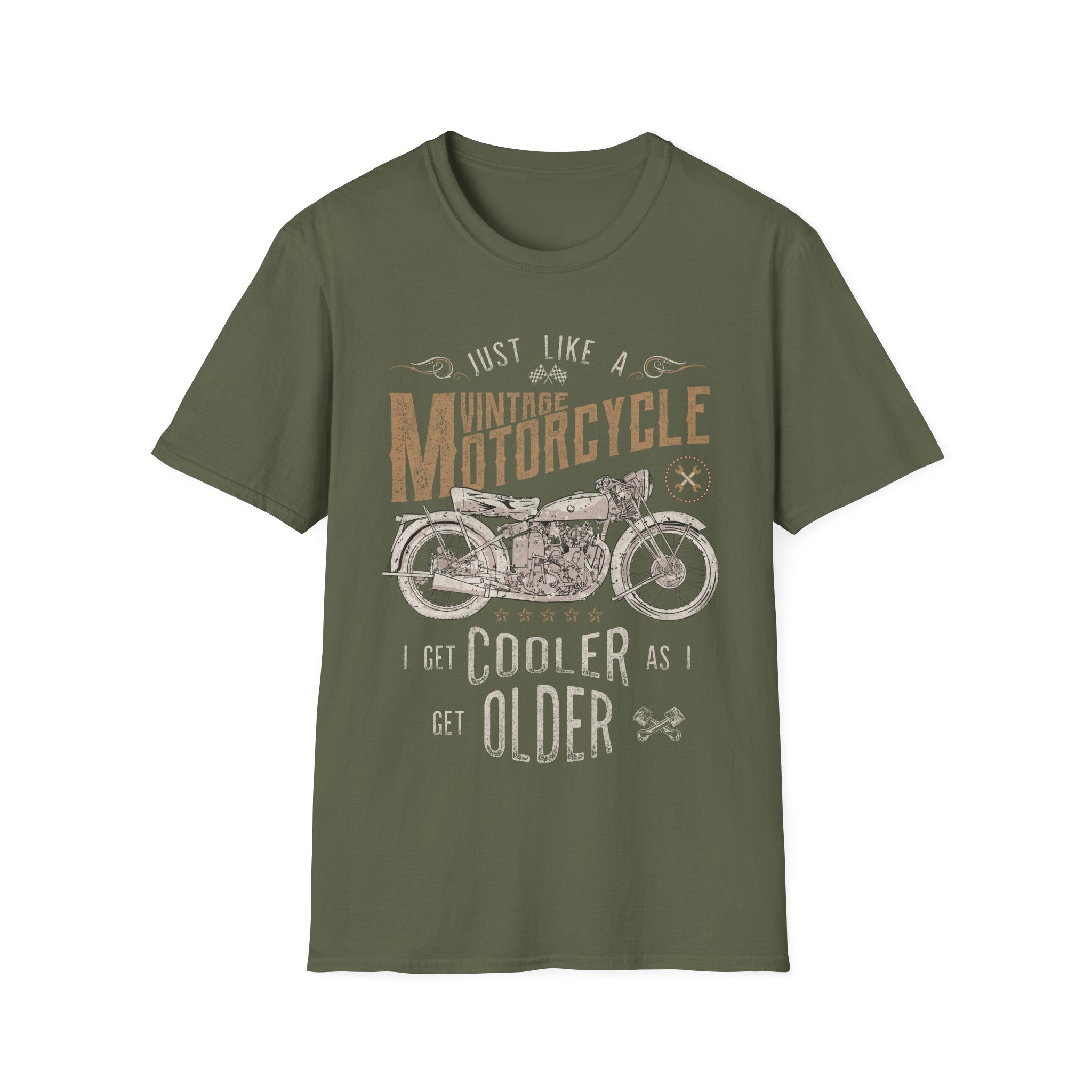 Vintage Motorcycle T-Shirt – "Just Like a Vintage Motorcycle I Get Cooler as I Get Older"