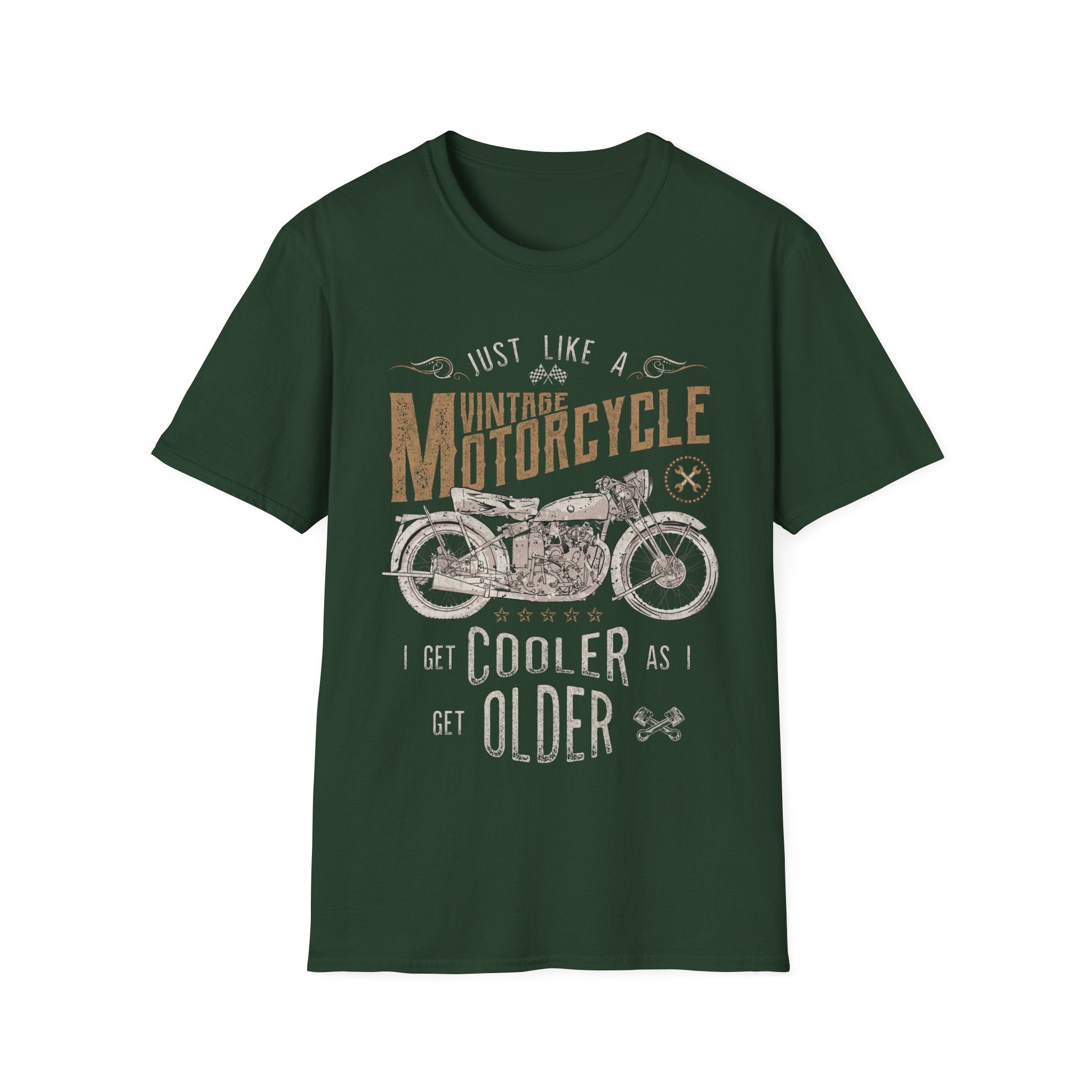 Vintage Motorcycle T-Shirt – "Just Like a Vintage Motorcycle I Get Cooler as I Get Older"