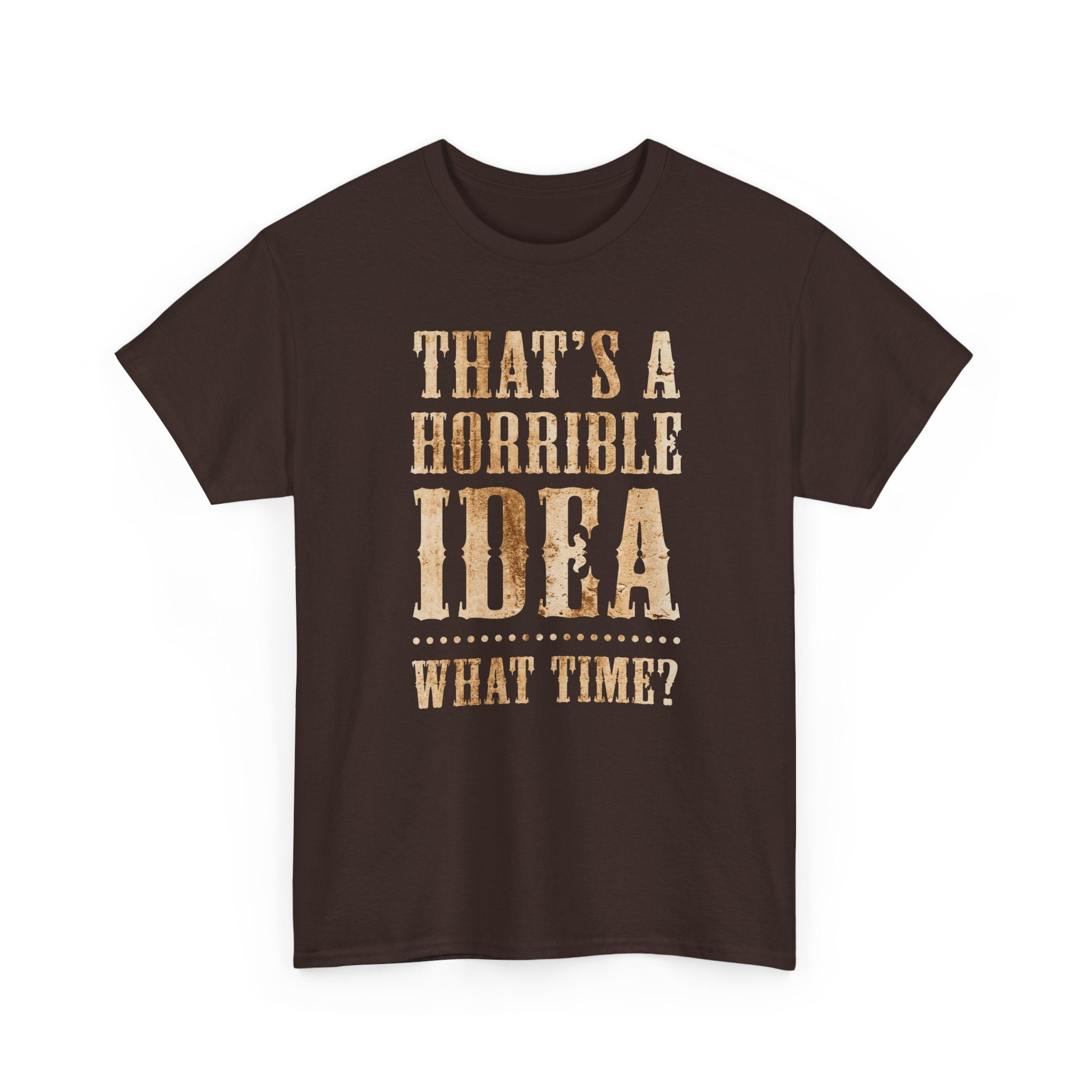 Funny Graphic Tee — "That's a Horrible Idea, What Time?"